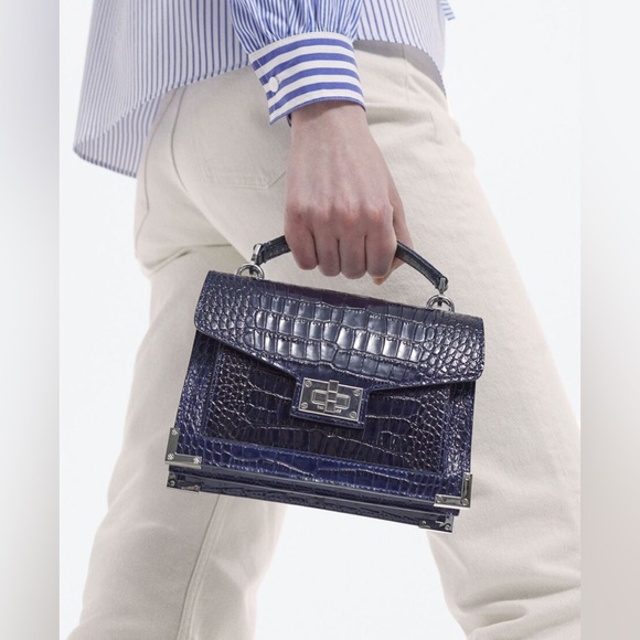 The Kooples Emily Croc-Embossed Leather Mini Crossbody Small NWT gold hardware - Picture 8 of 16